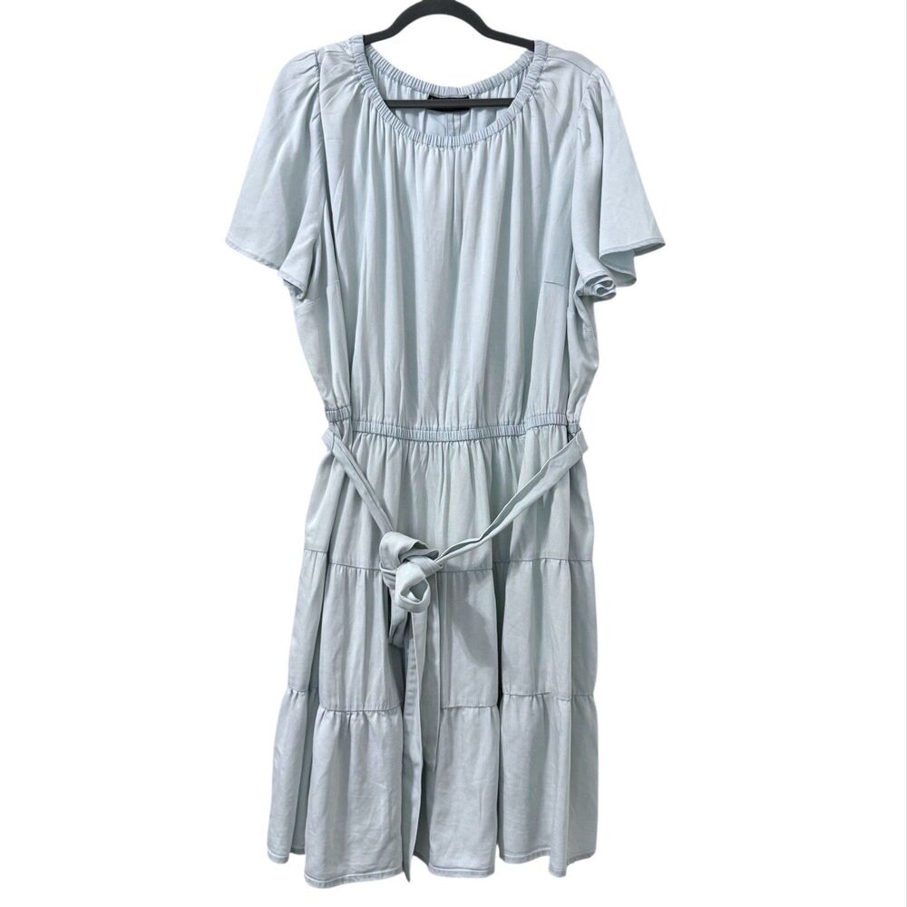 LaneBryant Womens Dress Size 24 Flutter Sleeve Shirred Fit & Flare‎ NWT Coastal